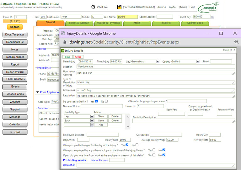 Wings social security disability software